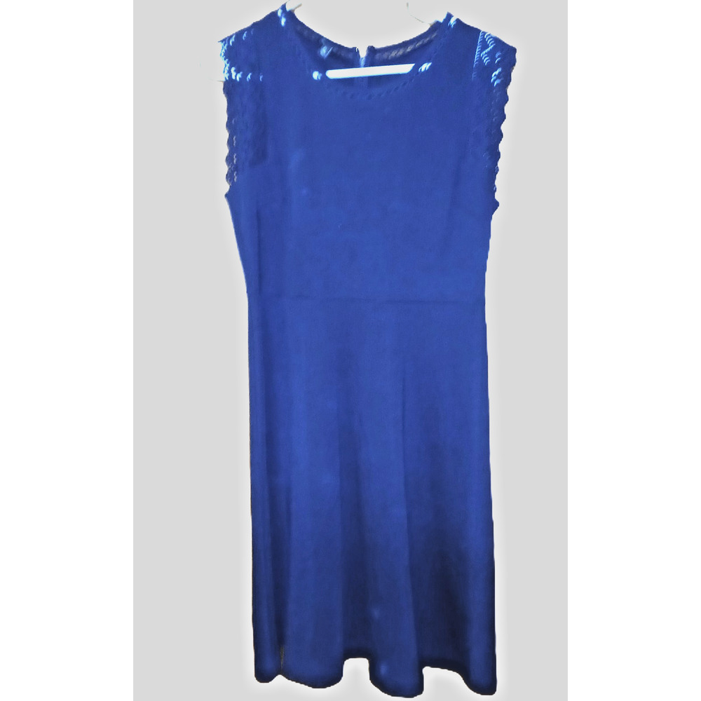 Talbots Cotton Knit Dress/ Fit & Flare/Navy/Petite Medium